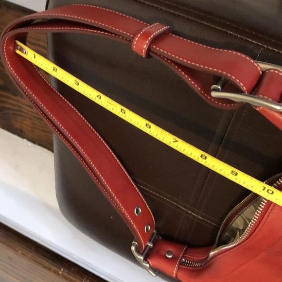 COACH Legacy Red Leather Feeder Bucket Adjustable Crossbody Shoulder Bag Vintage - Picture 6 of 16